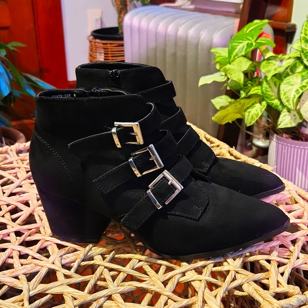 Bamboo Black Booties Size 8